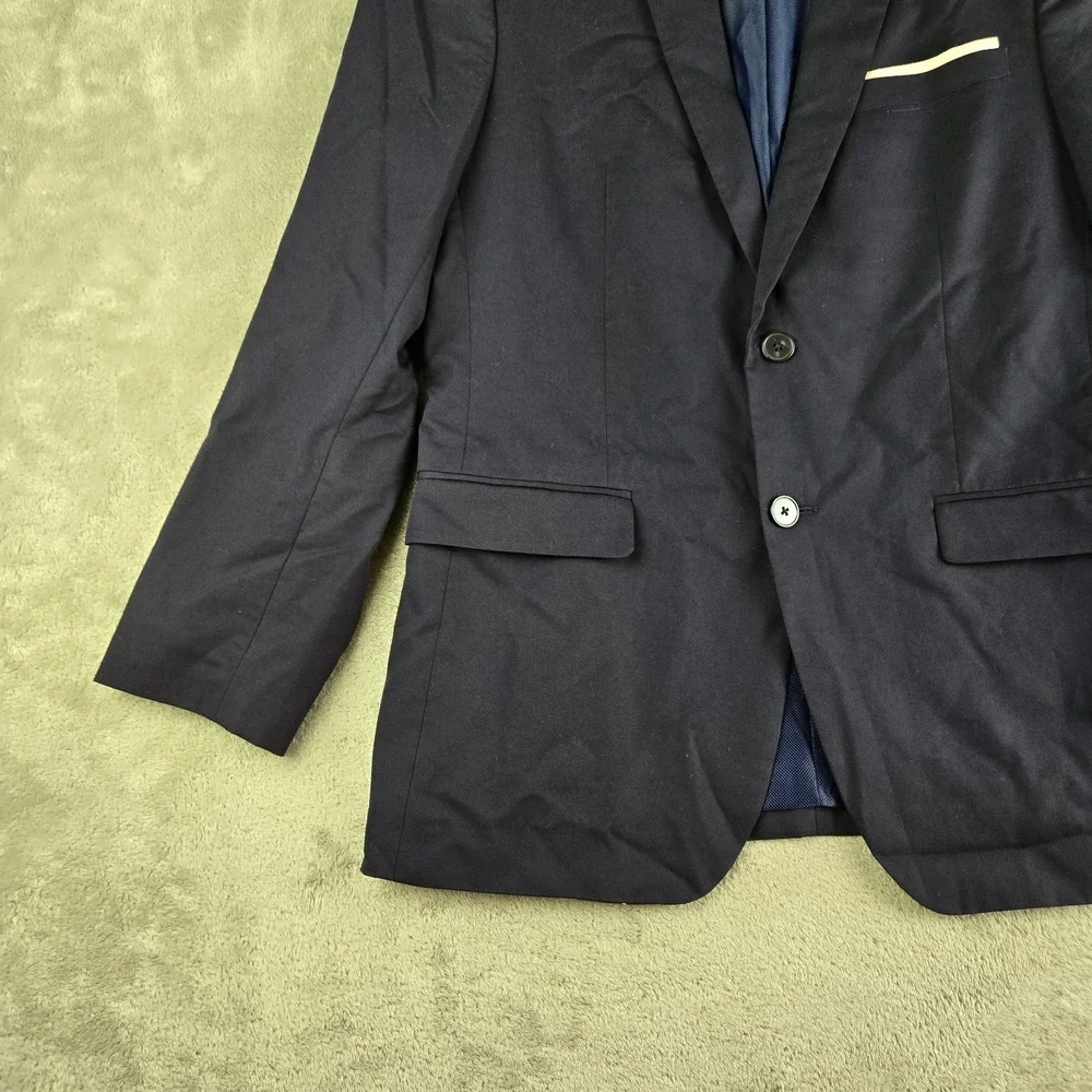 Zara Blazer Jacket Mens 38 Navy Blue Stretchy 2 Buttons Modern Cocktail Career